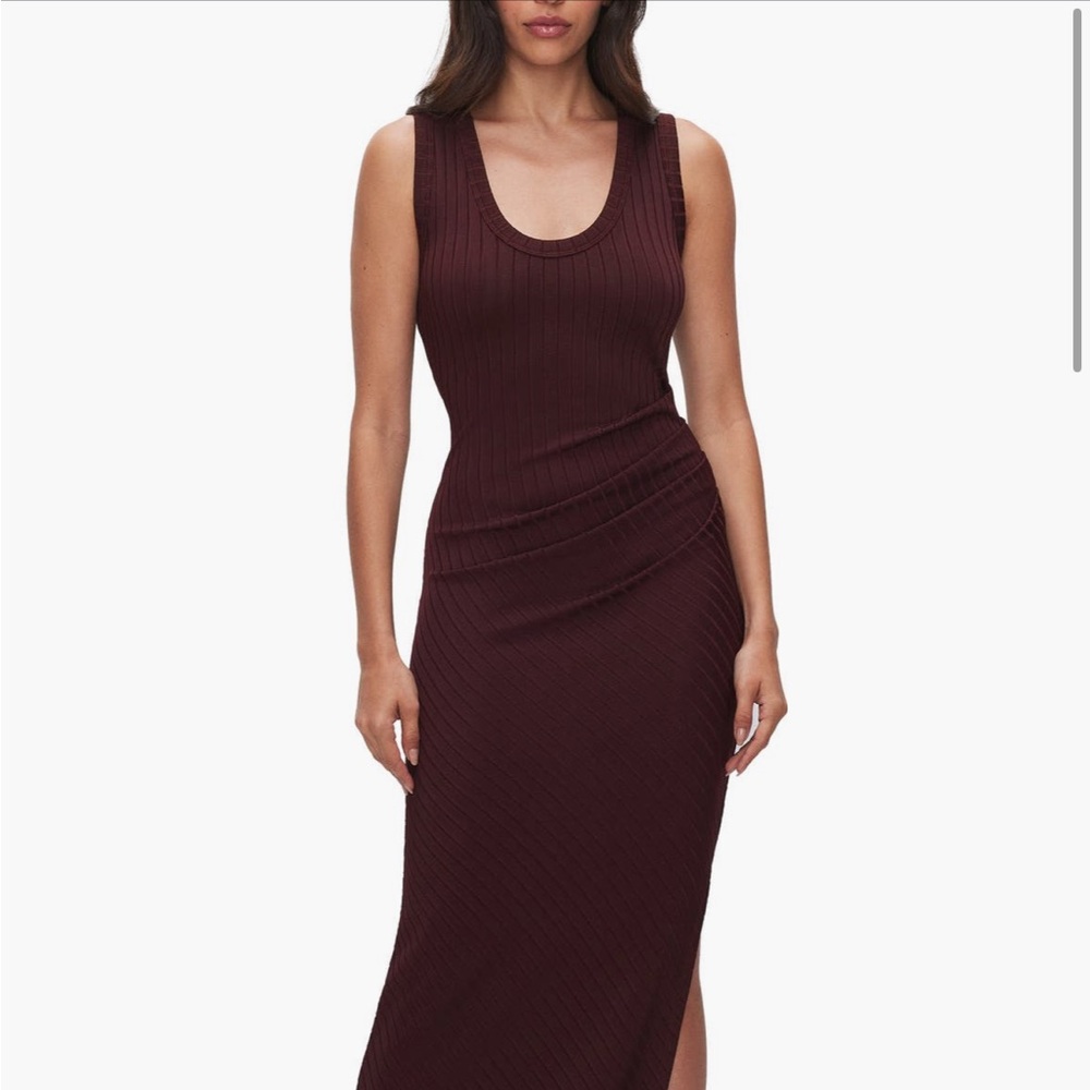 Good American Ribbed Scoop neck dress